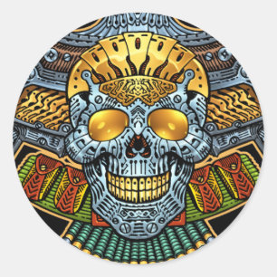 Sticker Rond Crâne aux armes et balles par Al Rio