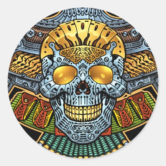 Sticker Rond Crâne aux armes et balles par Al Rio (Devant)