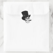 Sticker Rond Crâne avec chapeau supérieur (Sac)