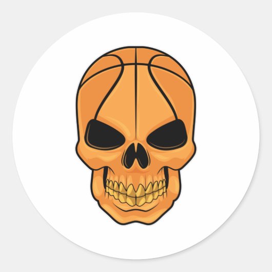 Sticker Rond Crâne avec tête de basket (Devant)