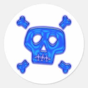 Sticker Rond Crâne bleu