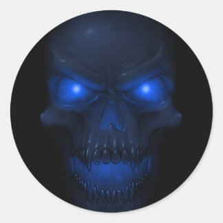 Sticker Rond Crâne bleu brillant