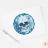 Sticker Rond Crâne bleu cool (Enveloppe)