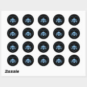 Sticker Rond Crâne bleu dans le coeur (Feuille)
