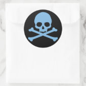 Sticker Rond Crâne bleu simple et os croisés (Sac)