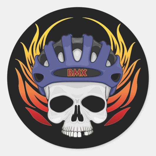 Sticker Rond Crâne BMX (Devant)