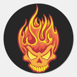 Sticker Rond Crâne brûlant