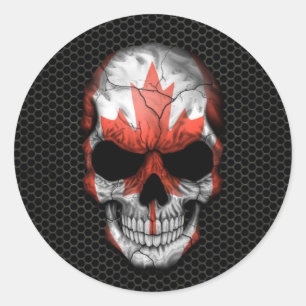 Sticker Rond Crâne canadien de drapeau sur le graphique en