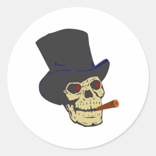 Sticker Rond Crâne Cigare skull cigar (Devant)