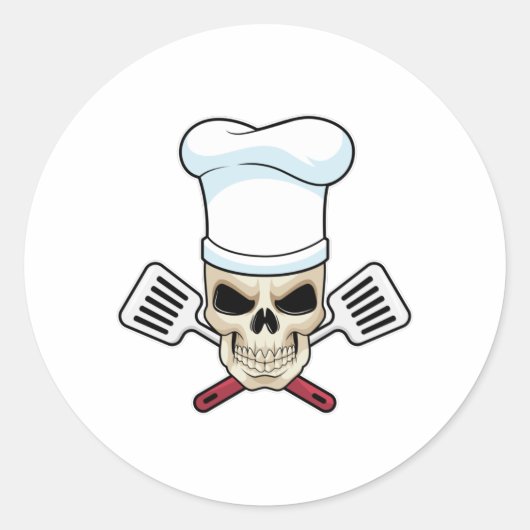 Sticker Rond Crâne comme cuire avec casquette de Cuisine (Devant)