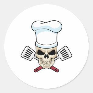 Sticker Rond Crâne comme cuire avec casquette de Cuisine