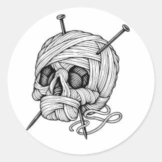 Sticker Rond Crâne Cool avec Lunettes de Soleil et Casquette à