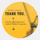 Sticker Rond Crane couchant | Thème de construction minimal (Devant)