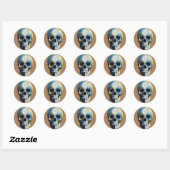 Sticker Rond Crâne Cyber Circuit (Feuille)