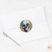 Sticker Rond Crâne Cyber Circuit (Enveloppe)