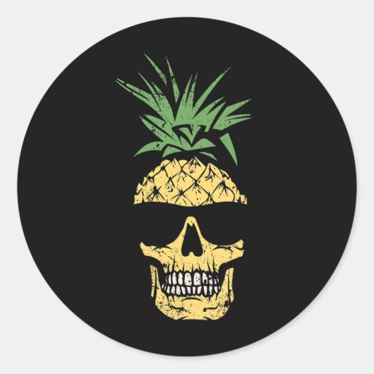 Sticker Rond Crâne d'ananas tactique dans les lunettes de solei (Devant)