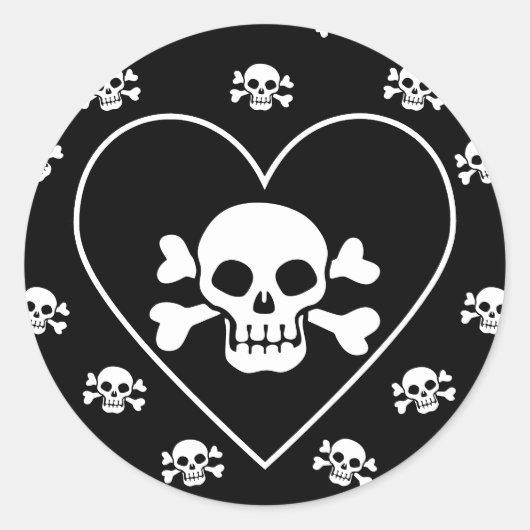 Sticker Rond Crâne dans le coeur (Devant)