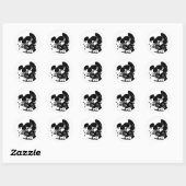Sticker Rond Crâne d'art pop noir et blanc (Feuille)