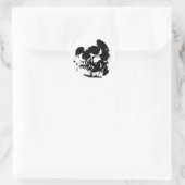 Sticker Rond Crâne d'art pop noir et blanc (Sac)
