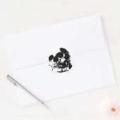 Sticker Rond Crâne d'art pop noir et blanc (Enveloppe)