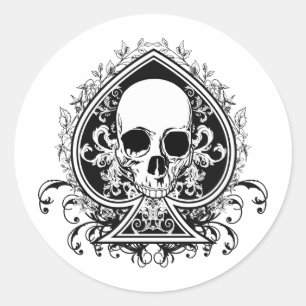Sticker Rond Crâne d'as