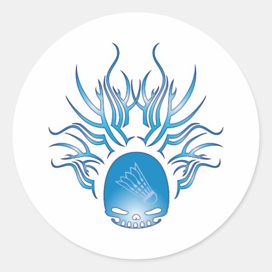 Sticker Rond Crâne de Badminton (Devant)