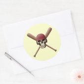 Sticker Rond Crâne de baseball et chauves-souris croisées (Enveloppe)