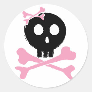 Sticker Rond Crâne de bonbon croqué en noir