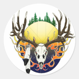 Sticker Rond crâne de cerf mule
