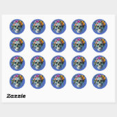 Sticker Rond Crâne de circuit floral (Feuille)