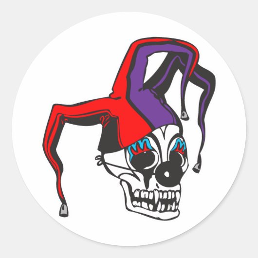 Sticker Rond crâne de clown bouffon maléfique (Devant)