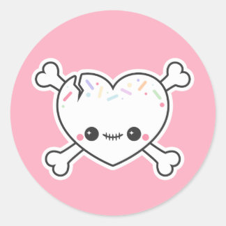 Sticker Rond Crâne de coeur de Pastel Grunge Cute