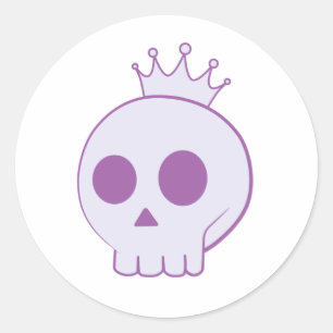 Sticker Rond crâne de dessin animé avec couronne