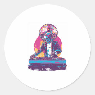 Sticker Rond Crâne de DJ de mariage � Squelette de fête formell