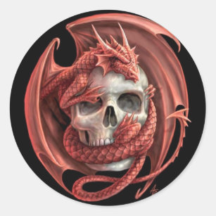 Sticker Rond Crâne de dragon