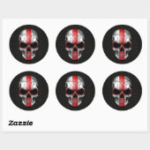 Sticker Rond Crâne de drapeau anglais sur maille d'acier (Feuille)