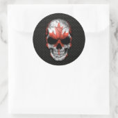 Sticker Rond Crâne de drapeau canadien sur maille d'acier (Sac)