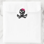 Sticker Rond Crâne de fille avec cou rose (Sac)