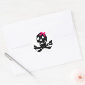 Sticker Rond Crâne de fille avec cou rose (Enveloppe)