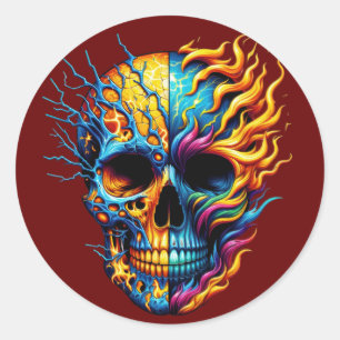 Sticker Rond Crâne de fusion élémentaire