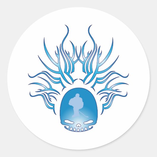 Sticker Rond Crâne de hockey (Devant)
