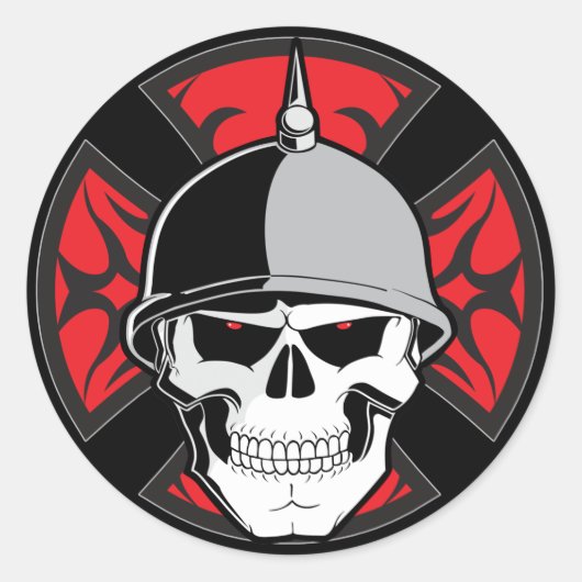 Sticker Rond Crâne de la croix ronde tribale (Devant)