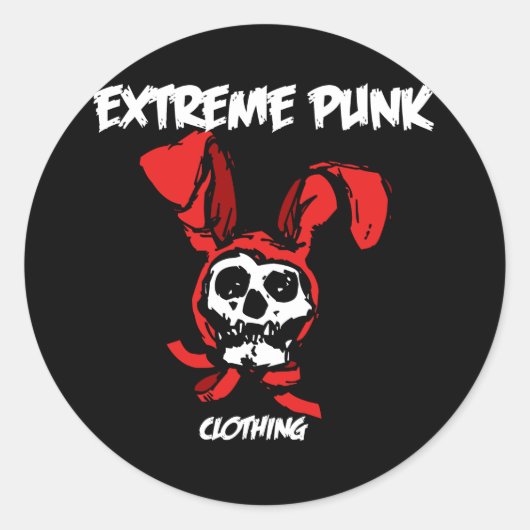 Sticker Rond Crâne de lapin à punk extrême (Devant)