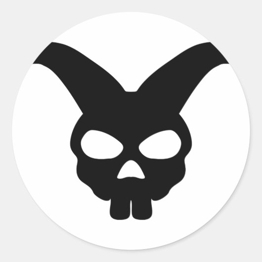 Sticker Rond crâne de lapin noir (Devant)