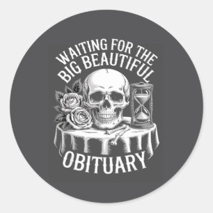 Sticker Rond Crâne de Memento Mori Sablier Humour Noir Gothique