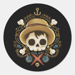 Sticker Rond Crâne de pirate