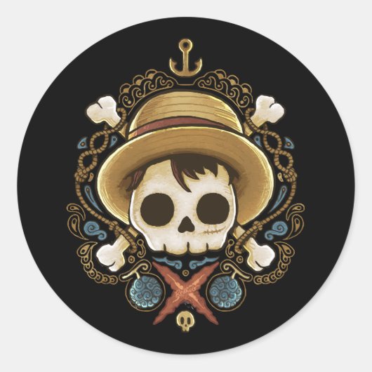 Sticker Rond Crâne de pirate (Devant)