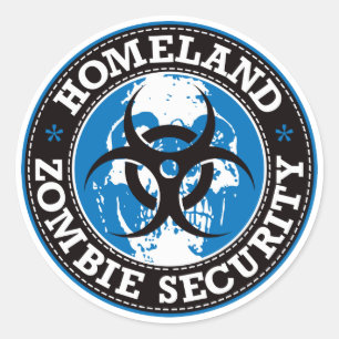 Sticker Rond Crâne de sécurité de zombi de patrie - bleu