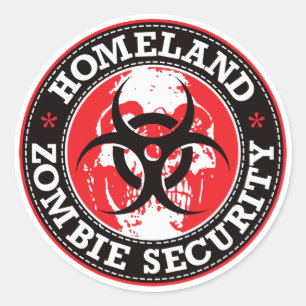 Sticker Rond Crâne de sécurité de zombi de patrie - rouge