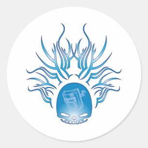 Sticker Rond Crâne de soudure